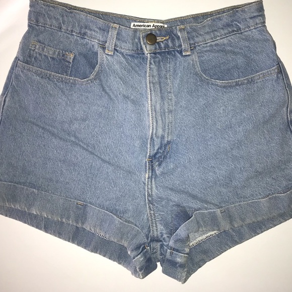 American Apparel Light Denim Cuffed Shorts